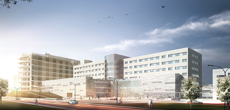 Daytime rendering of the new Children's of Mississippi hospital expansion